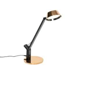 Tischleuchte schwarz mit Messing inkl. LED mit USB - Edward