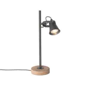 Ländliche Tischlampe schwarz mit Holz - Jelle