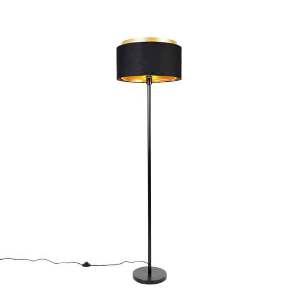 Moderne Stehlampe schwarz mit Schirm schwarz mit Gold - Simplo
