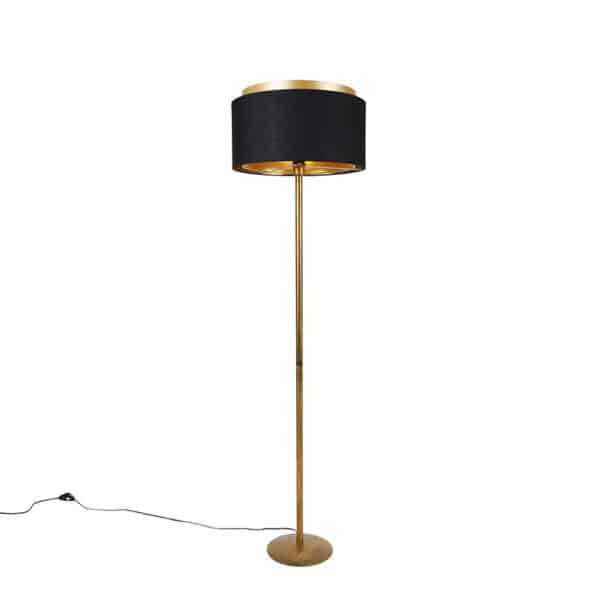 Moderne Stehlampe Gold mit Schirm Schwarz mit Gold - Simplo
