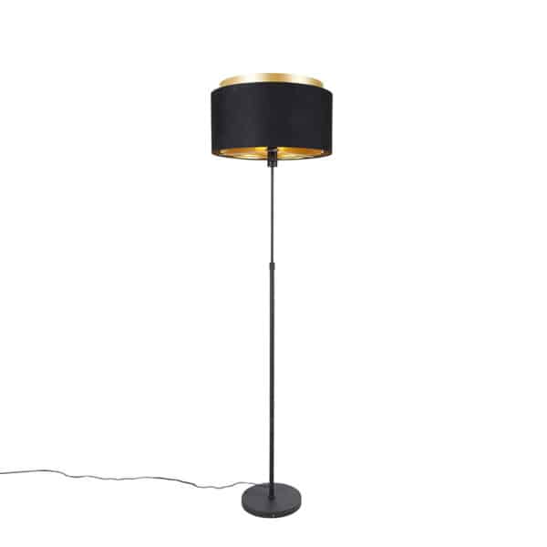 Moderne Stehlampe schwarz mit goldenem Duo-Schirm - Parte