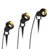 3er Set Pin Spots schwarz inkl. Kabel und Stecker IP65 - Fertig