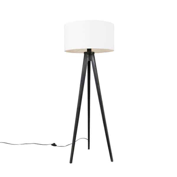Stehleuchte Stativ schwarz mit Schirm weiß 50 cm - Tripod Classic
