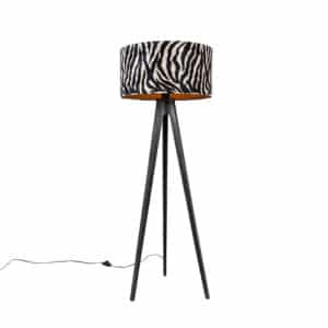 Stehlampe Stativ schwarz mit Schirm Zebra 50 cm - Tripod Classic