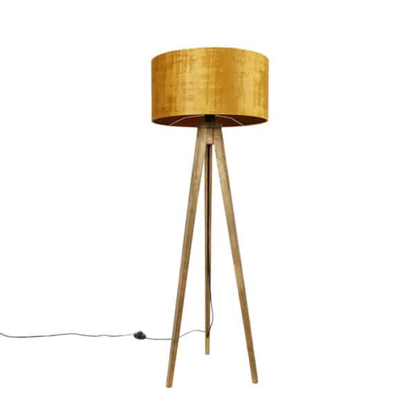 Ländliches Stativ Vintage Holz mit Goldschirm 50 cm - Tripod Classic