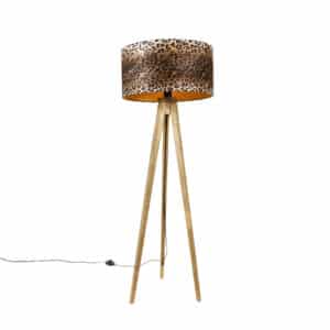 Ländliches Stativ Vintage Holz mit Leopardenhaube 50 cm - Tripod Classic