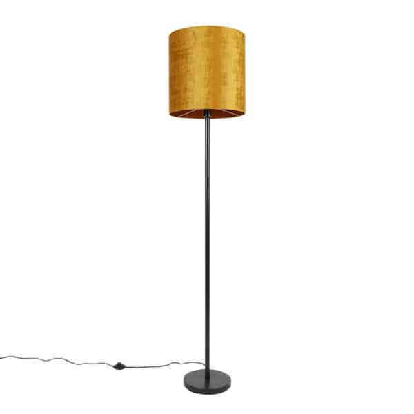 Klassische Stehlampe schwarzer Schirm Gold 40 cm - Simplo