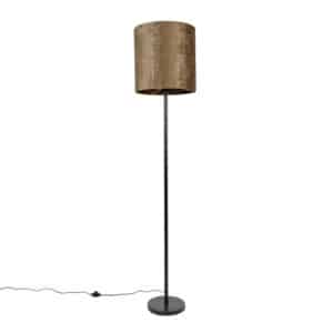 Klassische Stehlampe schwarz Schirm braun 40 cm - Simplo