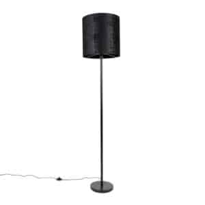 Moderne Stehlampe schwarz Schirm schwarz 40 cm - Simplo