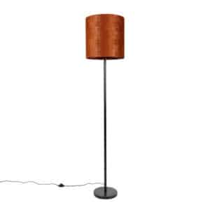 Stehlampe schwarz Veloursschirm orange 40 cm - Simplo