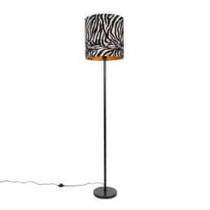 Moderne Stehlampe schwarz Stoffschirm Zebra 40 cm - Simplo