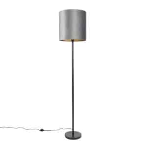Moderne Stehlampe schwarz Schirm grau 40 cm - Simplo