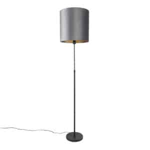 Stehlampe schwarz Schirm grau 40 cm verstellbar - Parte