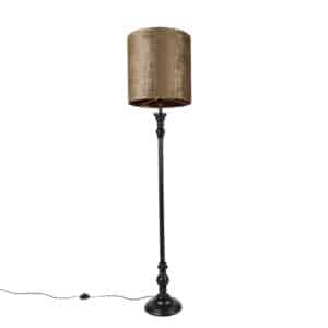 Klassische Stehlampe schwarz mit braunem Schirm 40 cm - Classico