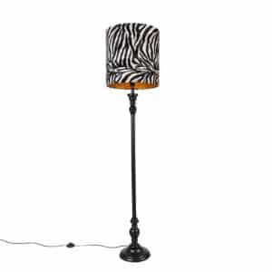 Stehlampe schwarz mit Schirm Zebra Design 40 cm - Classico