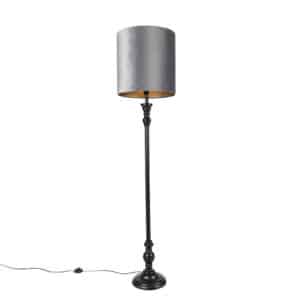 Classic Stehlampe schwarz mit Schirm grau 40 cm - Classico