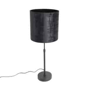 Tischlampe schwarz Veloursschirm schwarz 25 cm verstellbar - Parte
