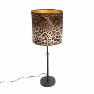 Tischlampe schwarzer Samtschirm Leopard Design 25 cm - Parte