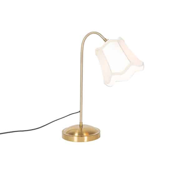Klassische Tischlampe aus Messing mit weißem Lampenschirm - Nona
