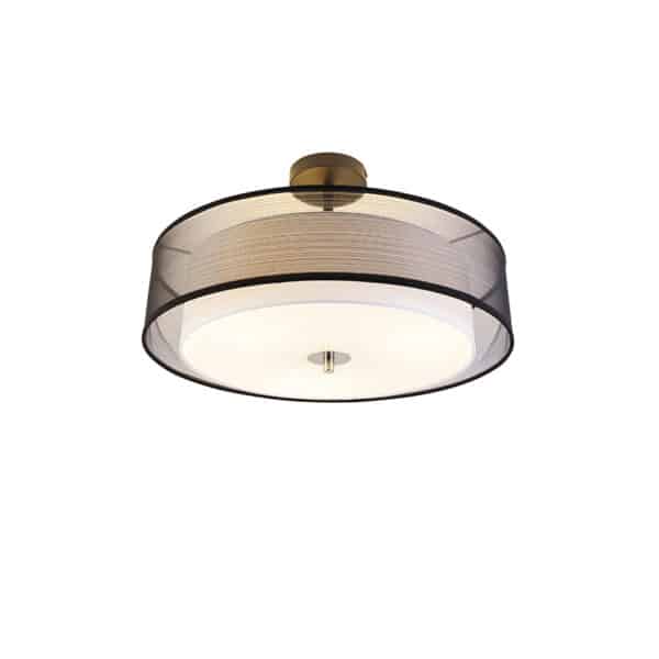 Moderne Deckenleuchte schwarz-weiß 50 cm 3-flammig - Drum Duo