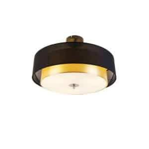 Moderne Deckenleuchte schwarz mit gold 50 cm 3-flammig - Drum Duo