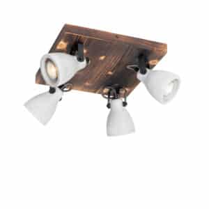 Industrielle Deckenlampe Holz mit Beton 4-flammig - Creto