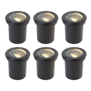 6er Set Outdoor Bodenstrahler schwarz einstellbar IP65 - Delux