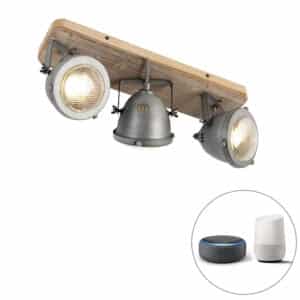 Smart Spot Stahl mit Holz neigbar inkl. 3 WiFi GU10 - Emado