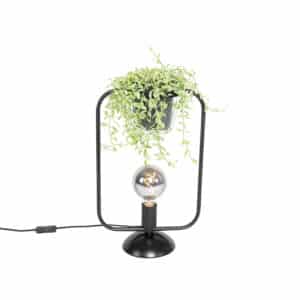 Moderne Tischlampe schwarz mit Glas rechteckig - Roslini