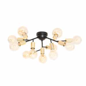 Moderne Deckenlampe Schwarz mit Gold 12 Lichter - Juul