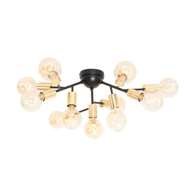 Moderne Deckenlampe Schwarz mit Gold 12 Lichter - Juul