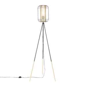 Design Stehlampe Stativ schwarz mit Gold - Gaze