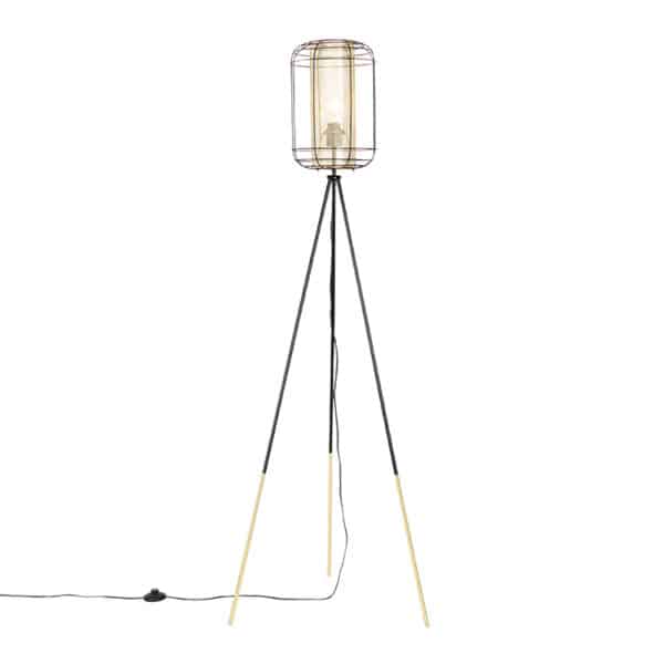 Design Stehlampe Stativ schwarz mit Gold - Gaze