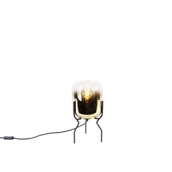 Design-Tischlampe schwarz mit Goldglas - Bliss