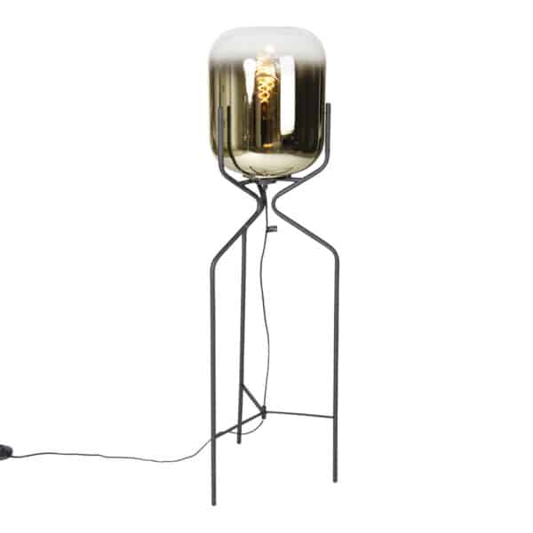 Design-Stehlampe schwarz mit Goldglas - Bliss