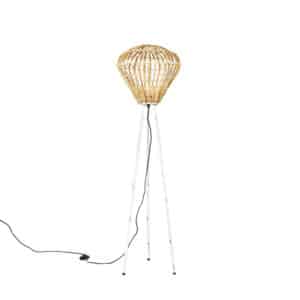 Ländliche Stehlampe Stativ Bambus mit Weiß - Canna Diamond