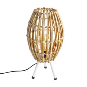 Ländliches Tischlampen-Stativ Bambus mit Weiß - Canna Capsule