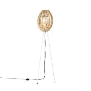 Ländliches Stehlampenstativ Bambus mit Weiß - Canna Capsule