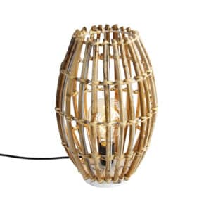 Ländliche Tischlampe Bambus mit Weiß - Canna Capsule