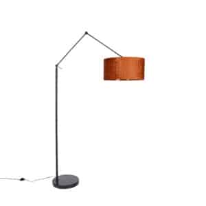 Moderne Stehlampe schwarz Leinenschirm orange 50 cm - Editor