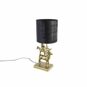 Vintage Tischlampe Messing mit Schirm schwarz 20 cm - Animal Hjort Tre