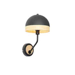Orientalische Wandlampe schwarz mit Rattan 20 cm - Magna Rattan