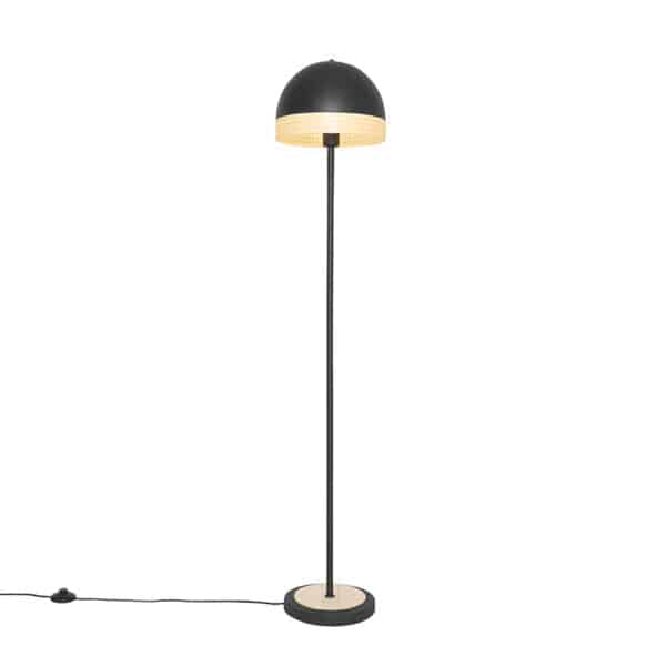 Orientalische Stehlampe schwarz mit Rattan 30 cm - Magna Rattan