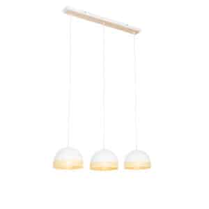 Orientalische Hängelampe weiß mit Rattan 3 Lichter - Magna Rotan