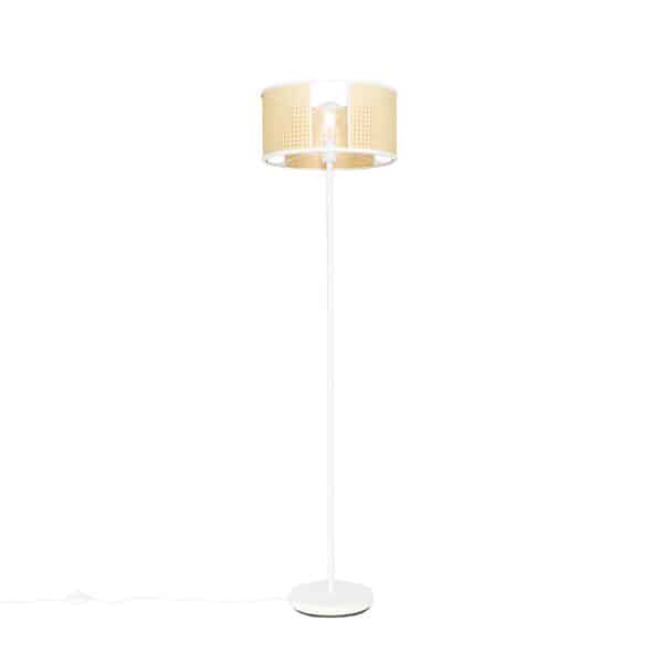 Retro Stehlampe weiß mit Rattan 40 cm - Akira