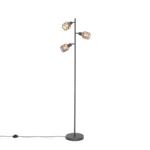 Design-Stehlampe Schwarz mit Gold 3-flammig - Noud