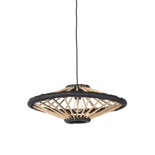 Orientalische Hängelampe Bambus mit Schwarz 60 cm - Evalin