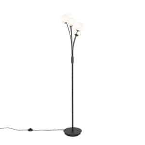Moderne Stehlampe schwarz mit Opalglas 5-flammig - Athens