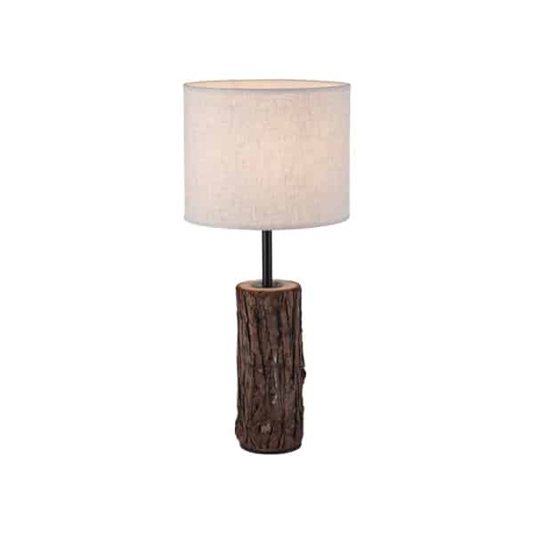 Ländliche Tischlampe aus Holz mit weißem Schirm - Oriana