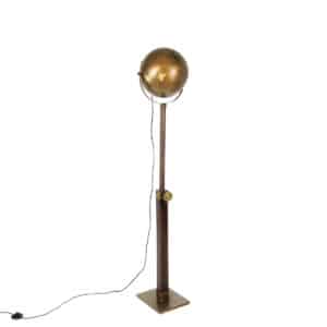 Industrielle Stehlampe Bronze mit Holz verstellbar - Haicha